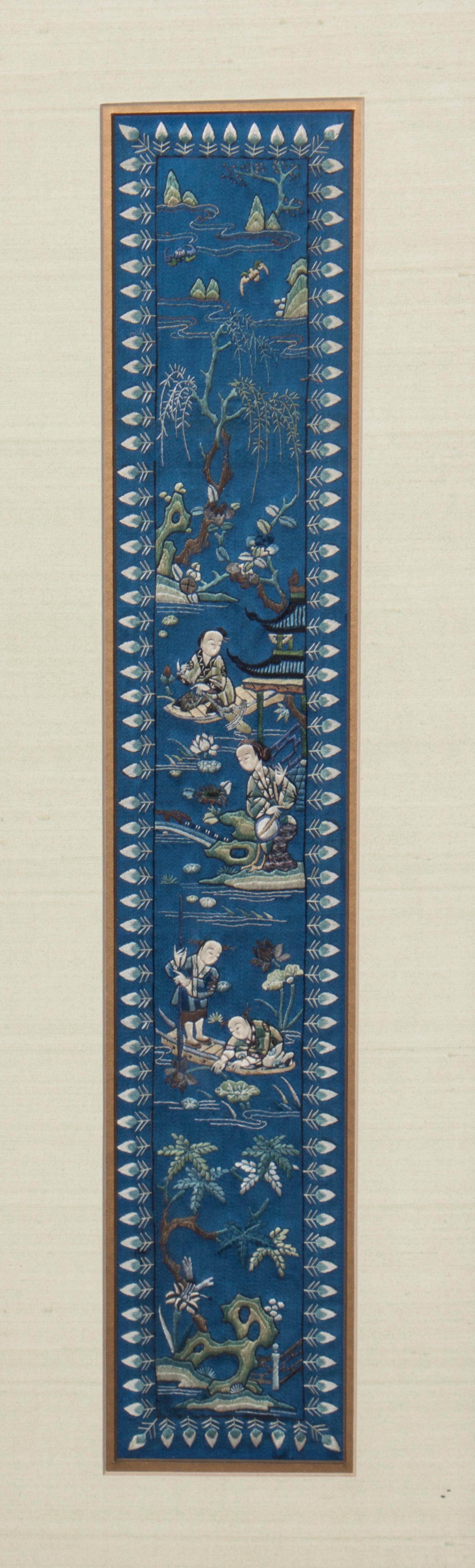 A Group of Chinese Embroidered Panels Height of largest 17 1/2 x width 7 1/2 inches. — 20TH CENTURY