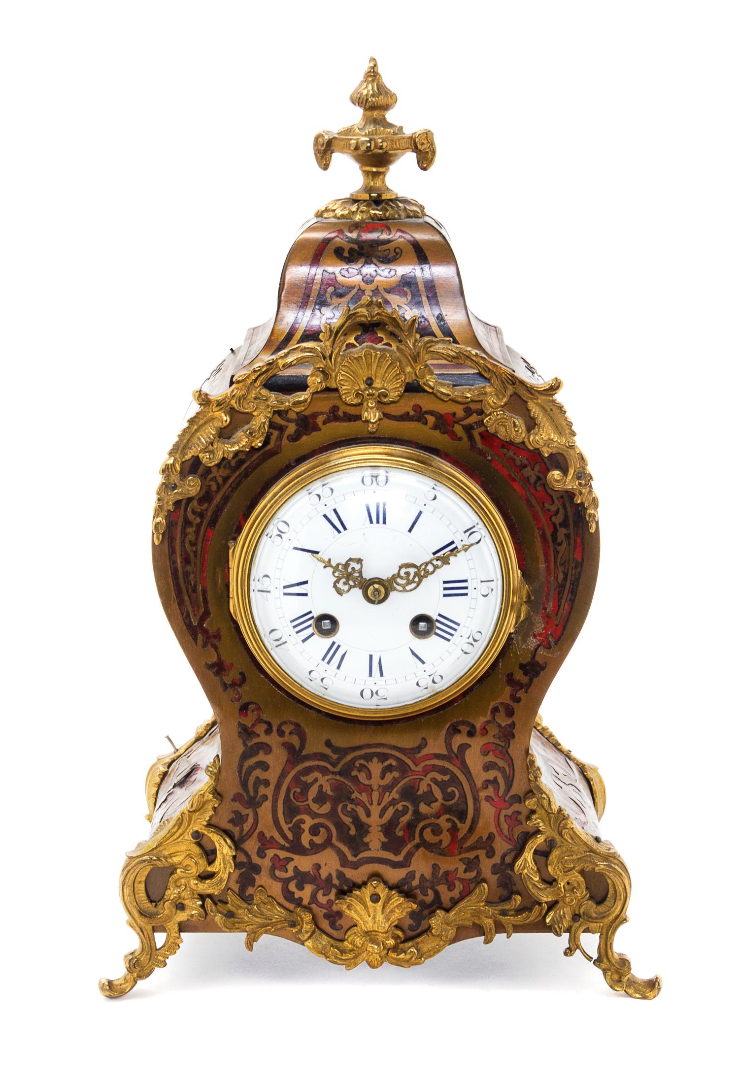 A Napoleon III Style Boulle Marquetry Mantel Clock Height 14 1/2 inches. — MOVEMENT BY VICENTI & CIE, LATE 19TH CENTURY