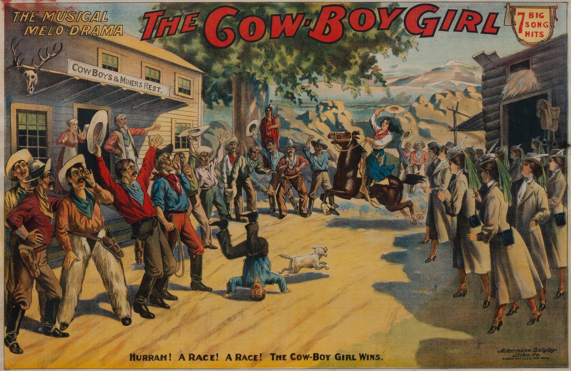 Chromolithograph Musical Advertising Poster, The Cow-Boy Girl