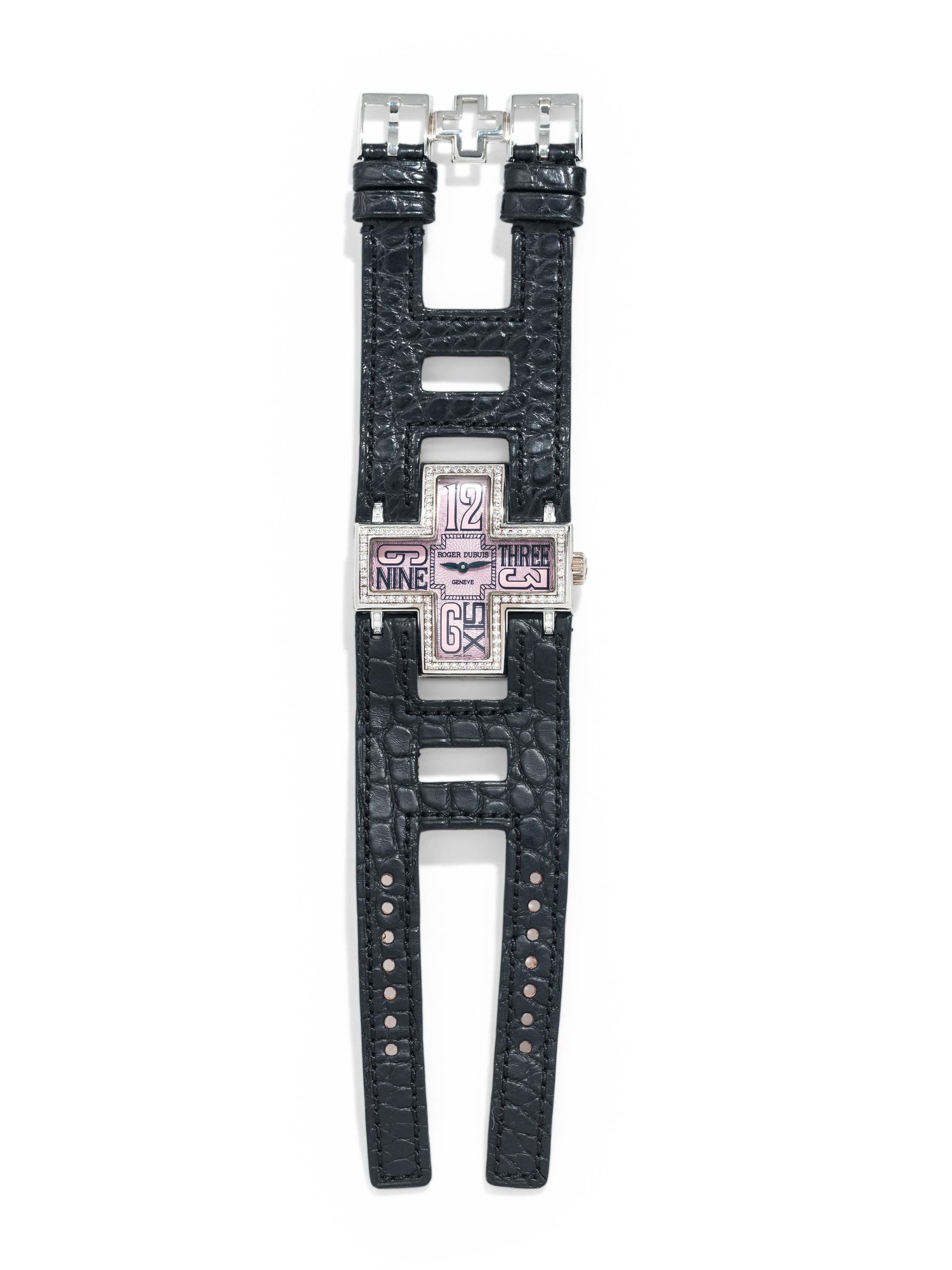 ROGER DUBUIS, 18K WHITE GOLD AND DIAMOND 'FOLLOW ME' WRISTWATCH