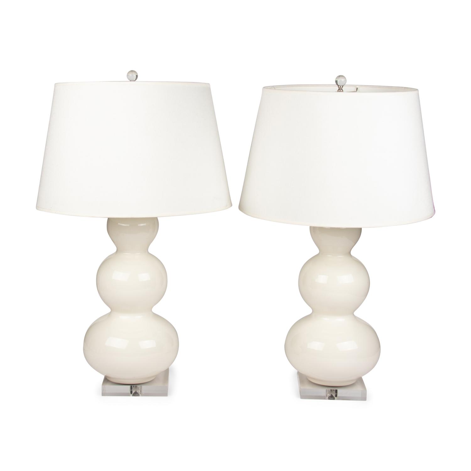 A Pair of Contemporary Glass and Acrylic Table Lamps