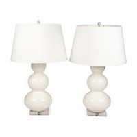 A Pair of Contemporary Glass and Acrylic Table Lamps
