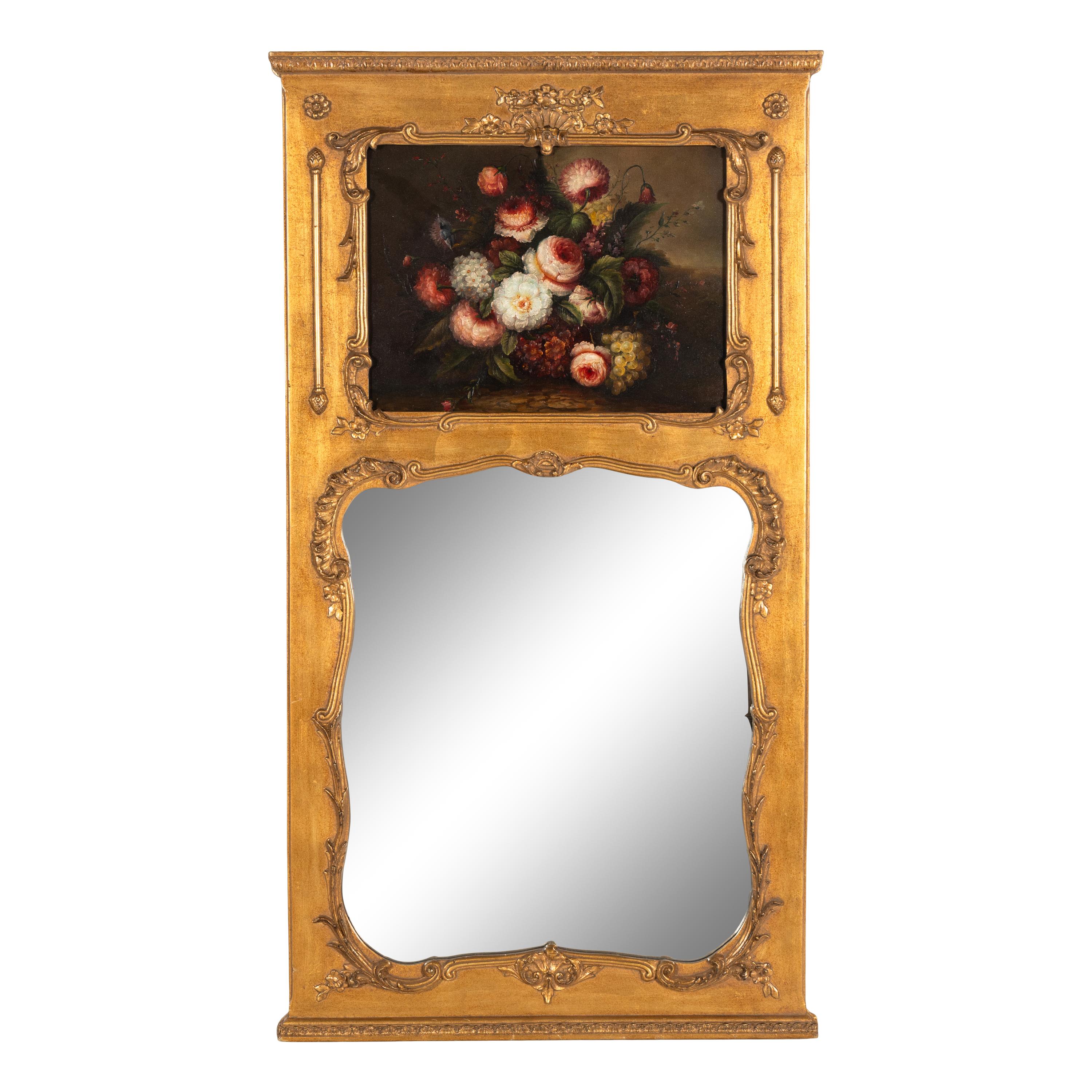 A Rococo Style Giltwood Trumeau Mirror