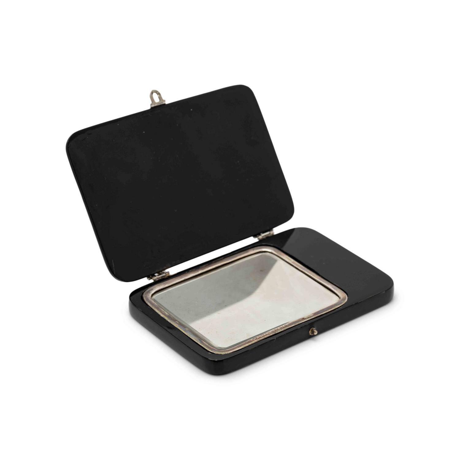 A Cartier Art Deco Diamond and Platinum-Mounted Enamel Compact