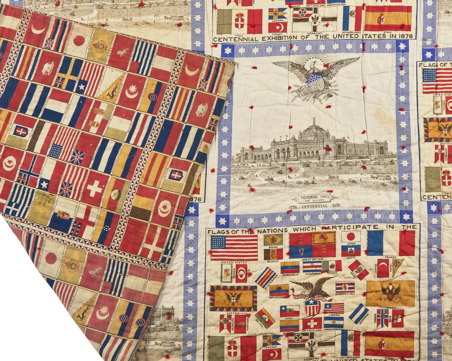 A Philadelphia Centennial Exposition Tied Coverlet