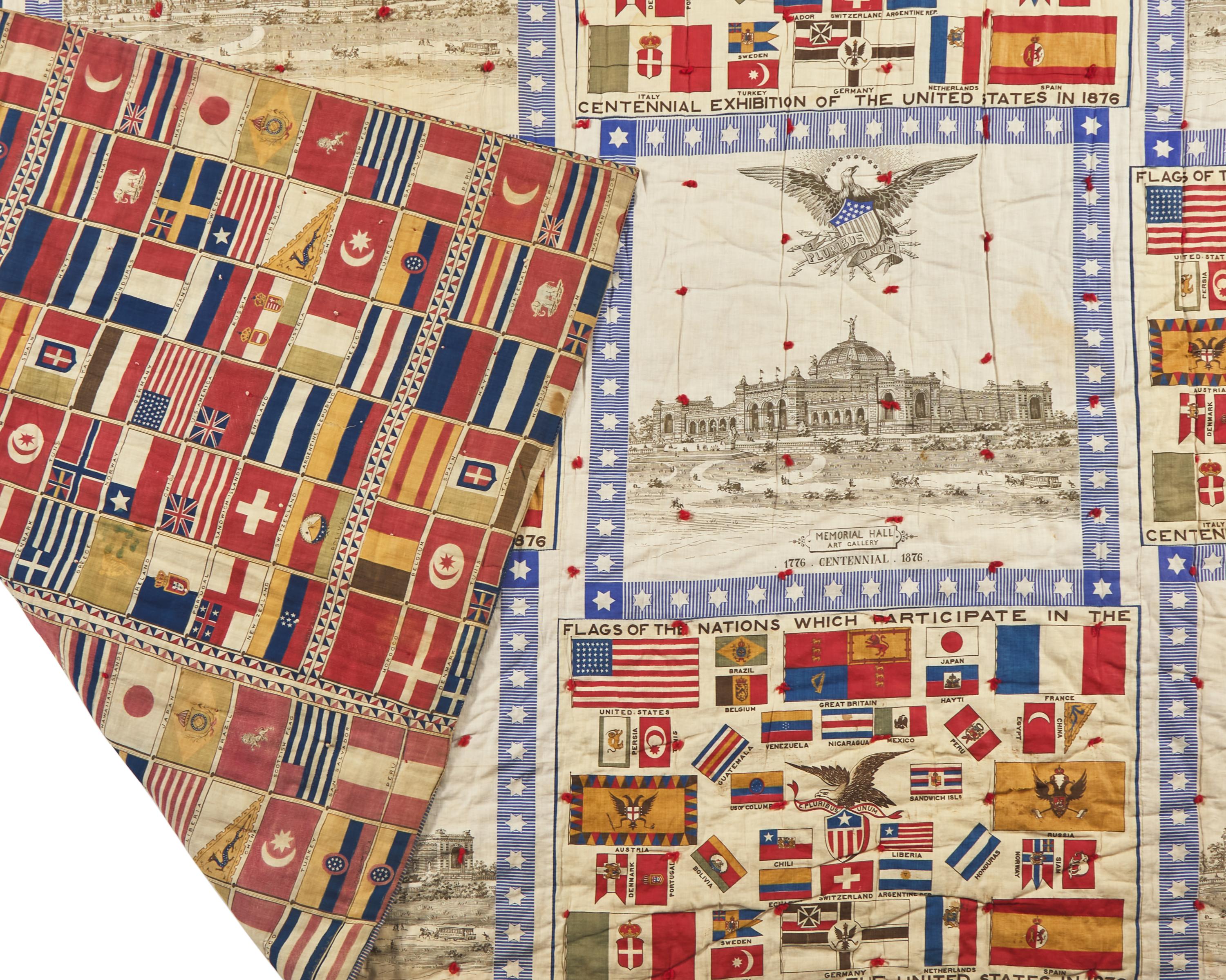 A Philadelphia Centennial Exposition Tied Coverlet