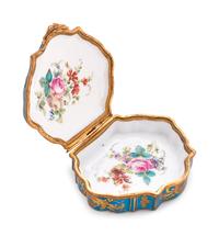 Two Sèvres Style Painted and Parcel Gilt Celeste Blue-Ground Porcelain Articles