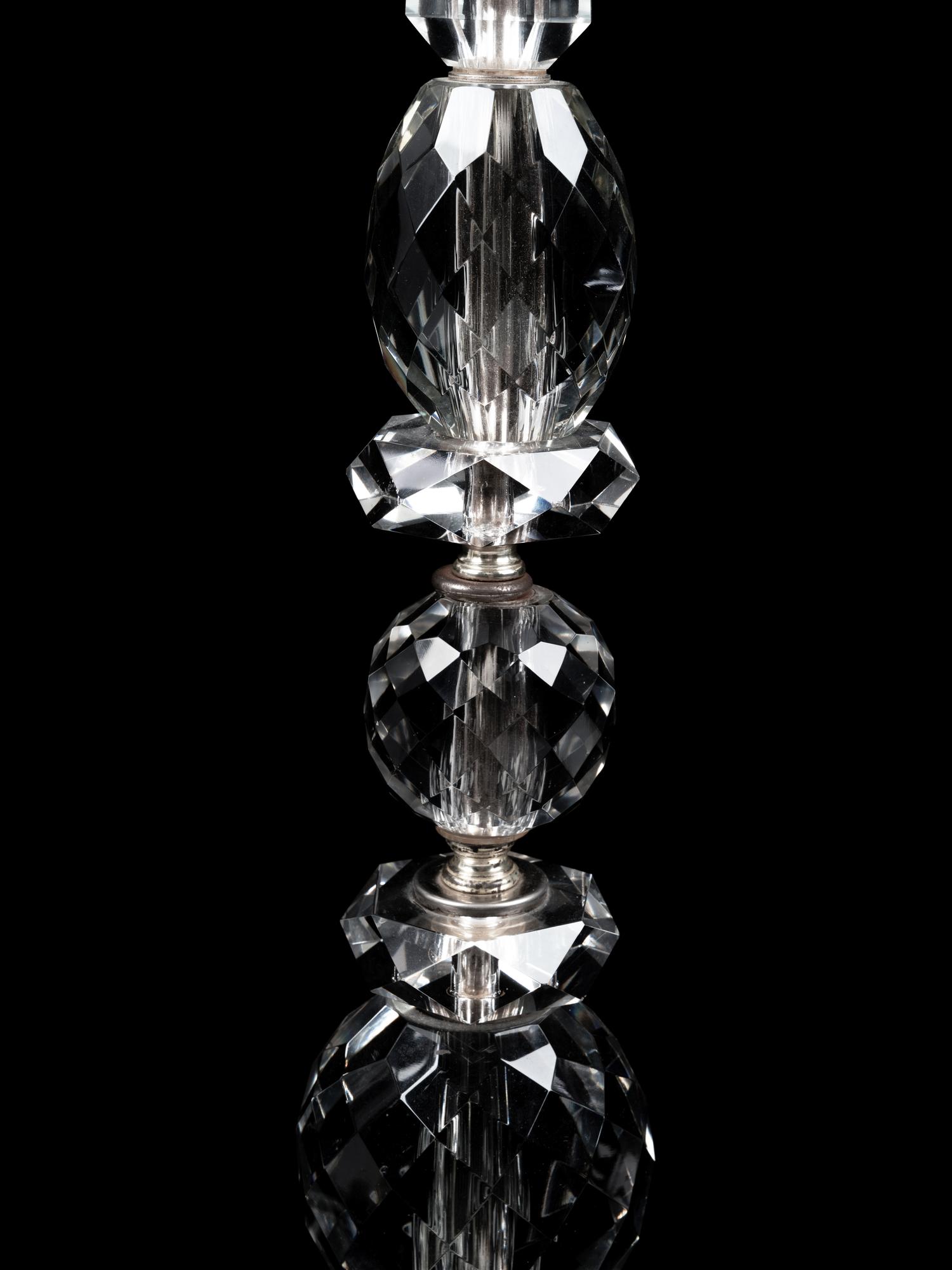 Three Modernist Cut and Molded Glass Lamps