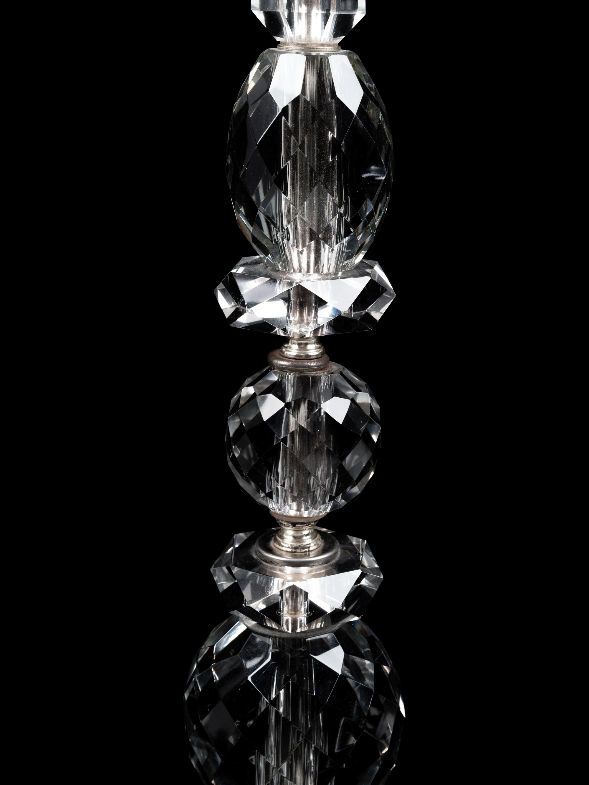 Three Modernist Cut and Molded Glass Lamps