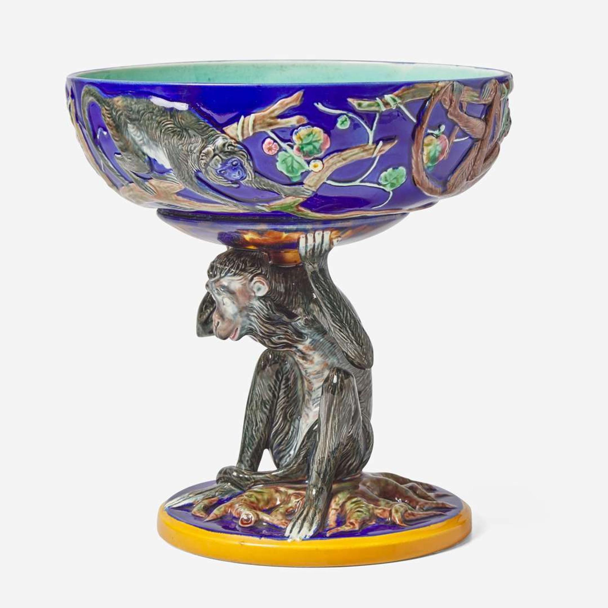 A Wedgwood Majolica Monkey Compote UK, circa 1880