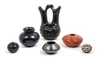 Native American, 20TH CENTURY, a group of six vessels, comprising a work signed Linda Tafoya, a work signed June and Starr, Pubelo, San