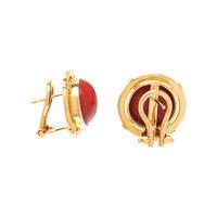 YELLOW GOLD AND CORAL EARCLIPS