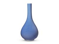 A Small Chinese Clair-de-Lune Glazed Porcelain Bottle Vase 天藍釉锥把瓶
