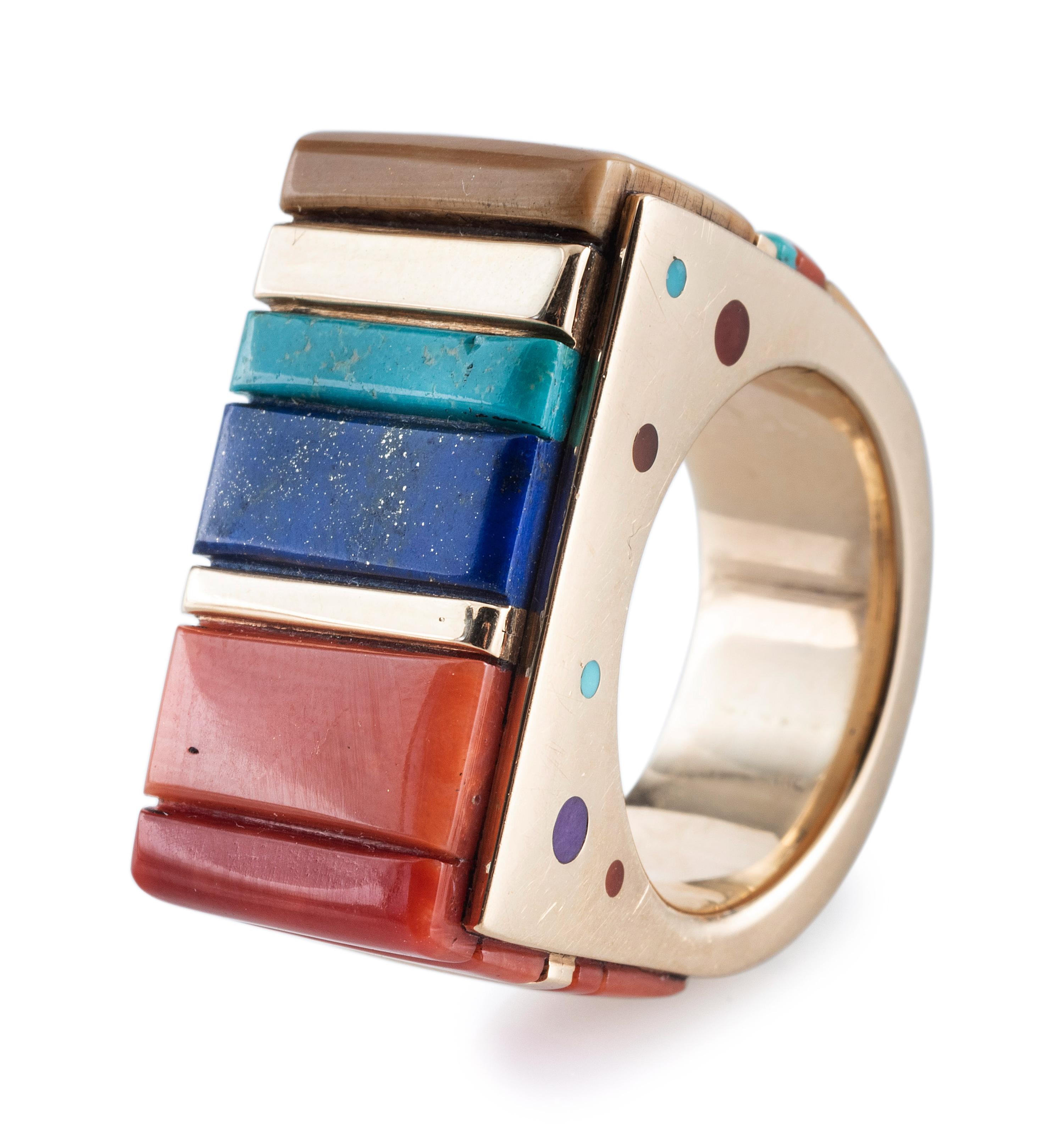 14K Gold and Mosaic Inlay Ring