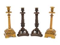 Two Pairs of Continental Bronze Candlesticks