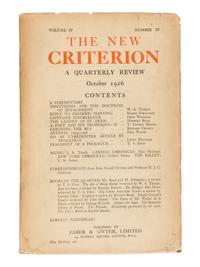 ELIOT, T.S., editor. The Criterion . London: R. Cobden Sanderson, Faber & Gwyer et al. October 1922-January 1939.