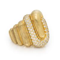 HENRY DUNAY, DIAMOND AND YELLOW GOLD RING