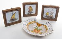 A Group of Four French Pottery Articles Width of serving bowl 10 3/4 inches.