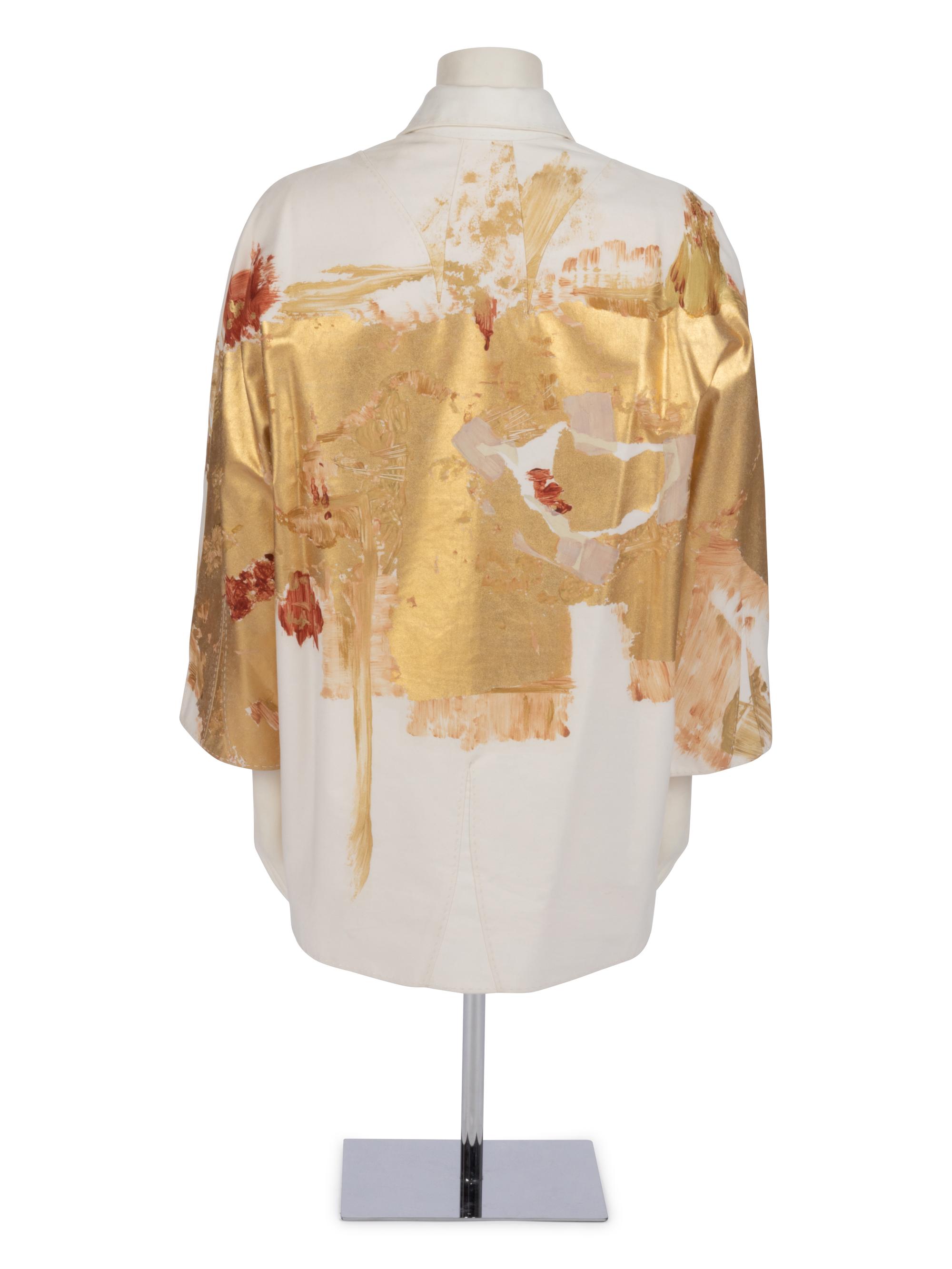 Chado Ralph Rucci Gold Painted Cotton Jacket, 1990-2000s