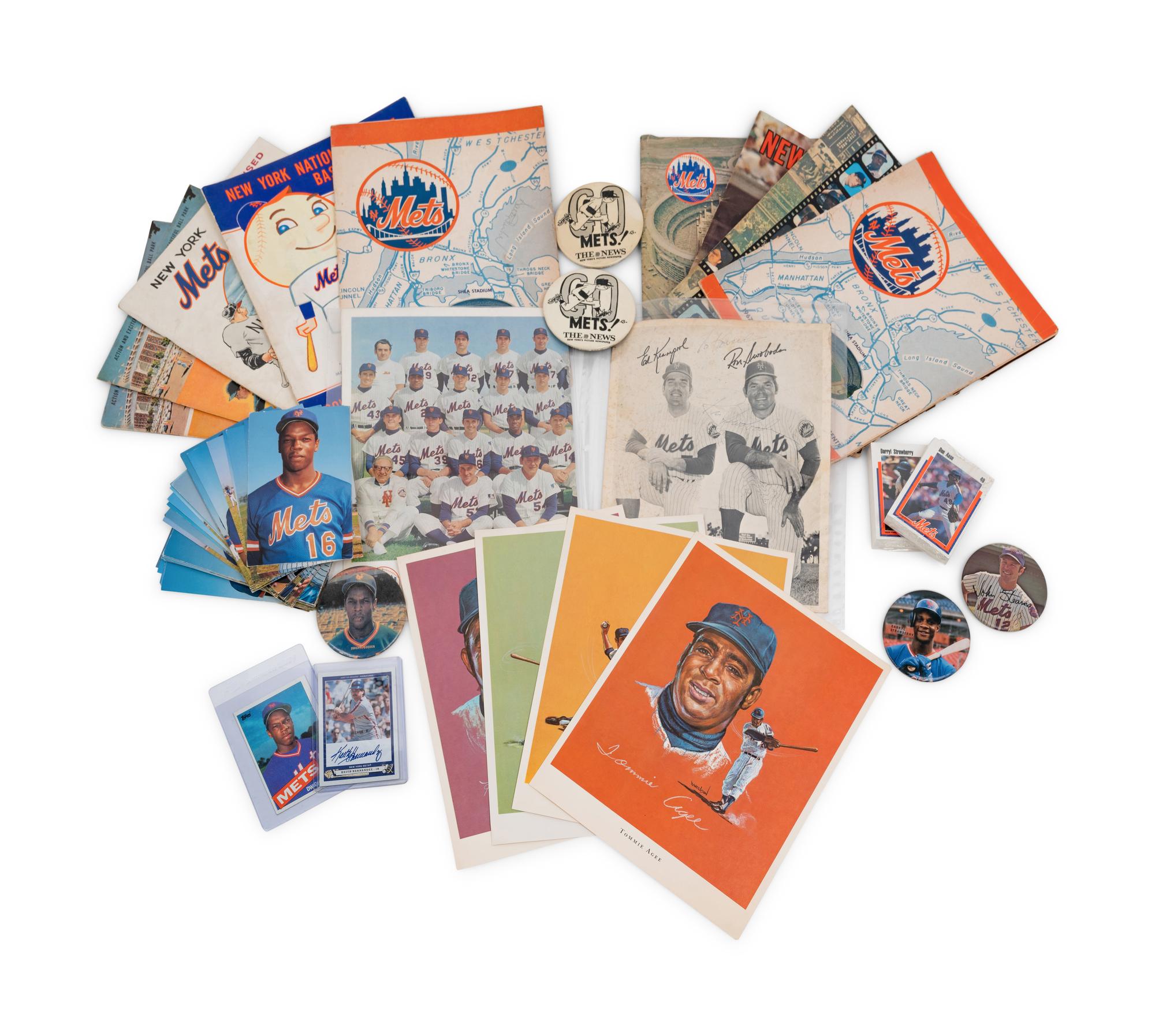 A Group of New York Mets Baseball Cards Ephemera and Signed Autographs