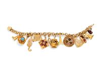 A Yellow Gold Charm Bracelet,