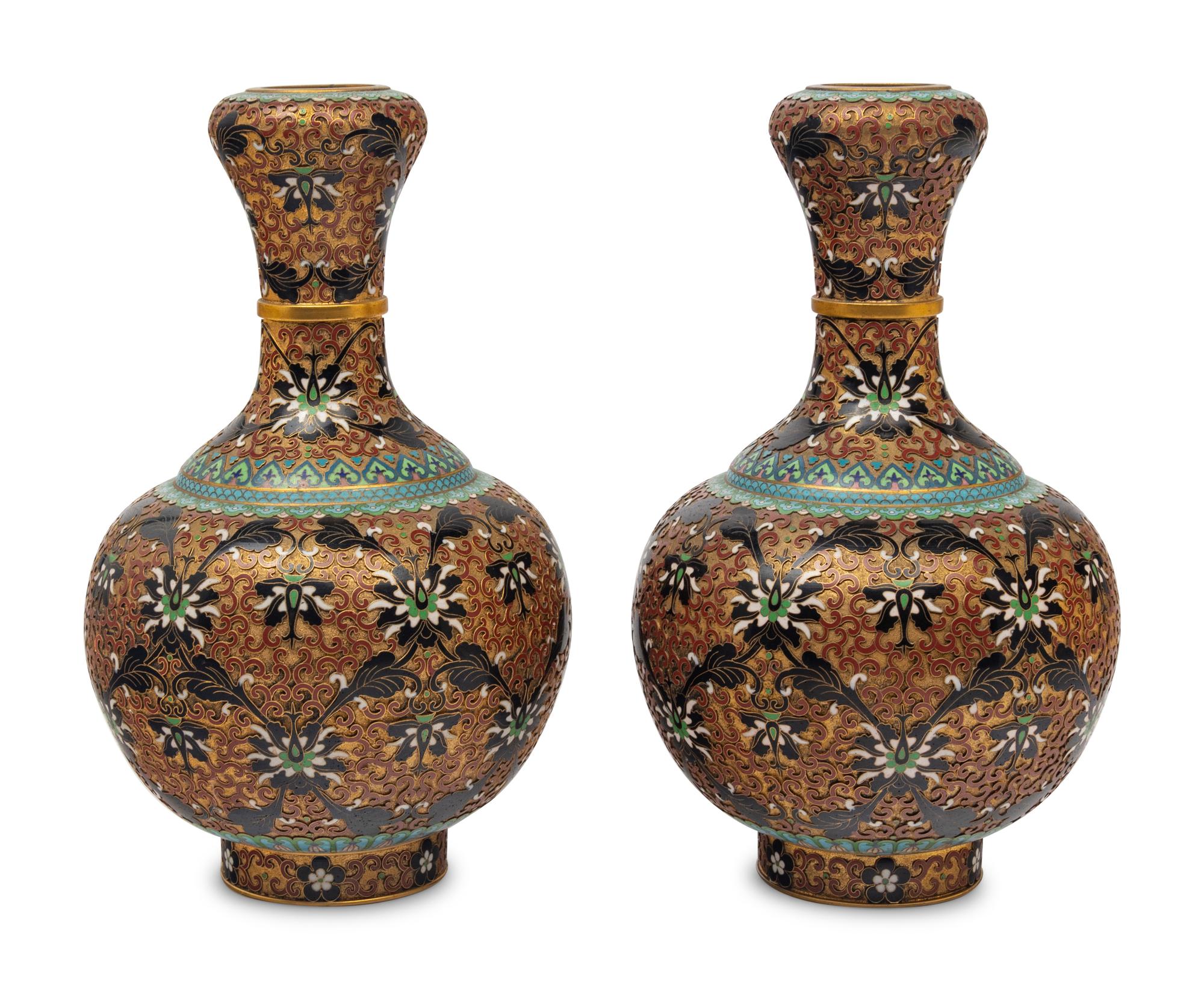A Pair of Chinese Cloisonné Vases