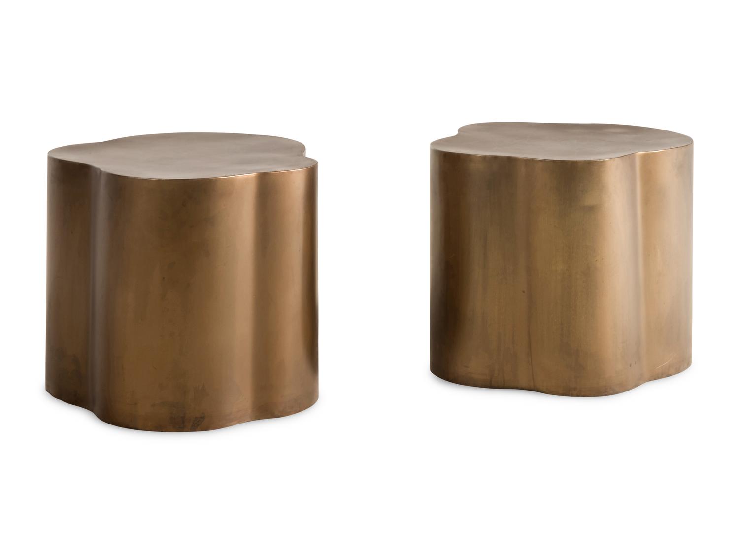 A Pair of Arteriors Lowry Brass End Tables