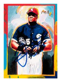 A Group of 7 Signed 1997 Topps Gallery Peter Max Baseball Cards,