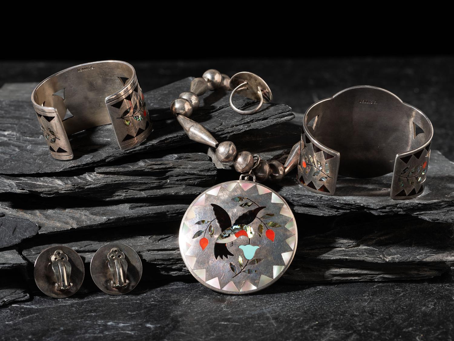 Flock of Mosaic Inlay Bird-Themed Jewelry