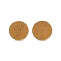 TIFFANY & CO., YELLOW GOLD AND COIN CUFFLINKS