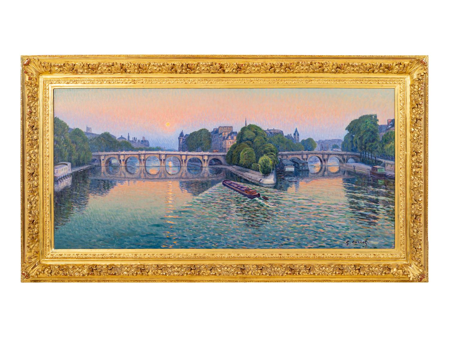 Crépuscule, lever de lune sur le pont Neuf