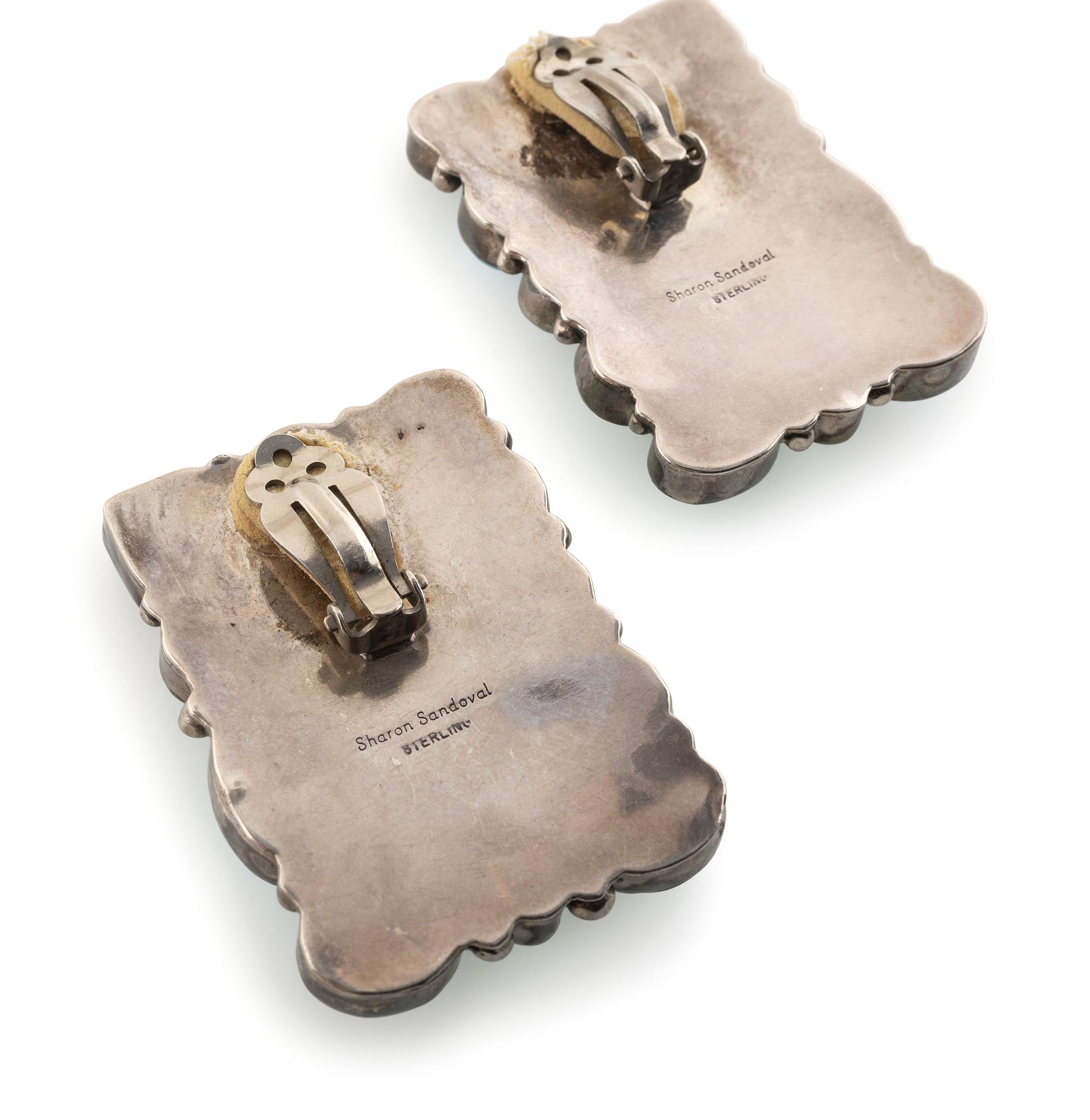 Navajo and Southwestern-style Silver Earrings in Shades of Blue