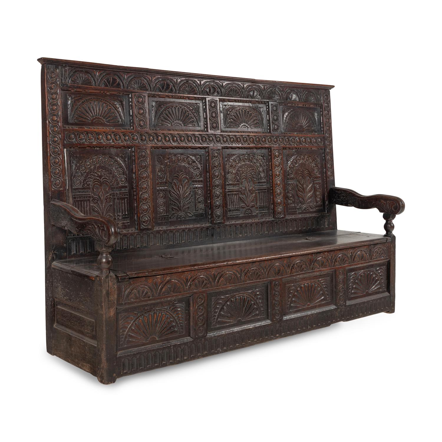 An English Oak Box Settle