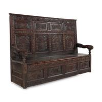 An English Oak Box Settle