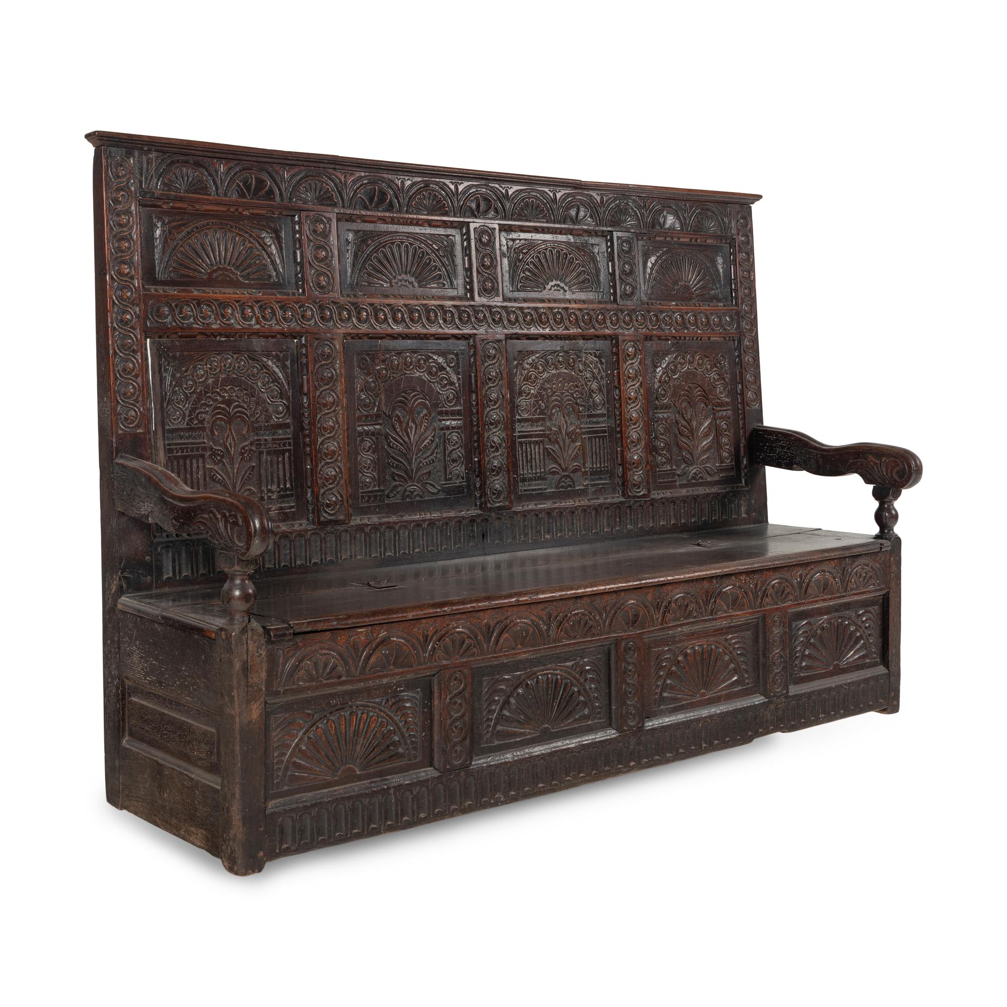 An English Oak Box Settle