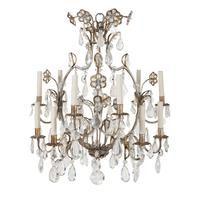 A Silvered and Gilt Metal, Cut Glass and Rock Crystal Twelve-Light Chandelier