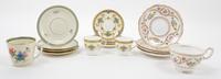 Three Porcelain Cups and Saucer Sets Height of tallest cup 2 3/4 inches. — 20TH CENTURY
