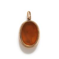 A Victorian Gold and Glass Pendant with a Male Portrait Bust