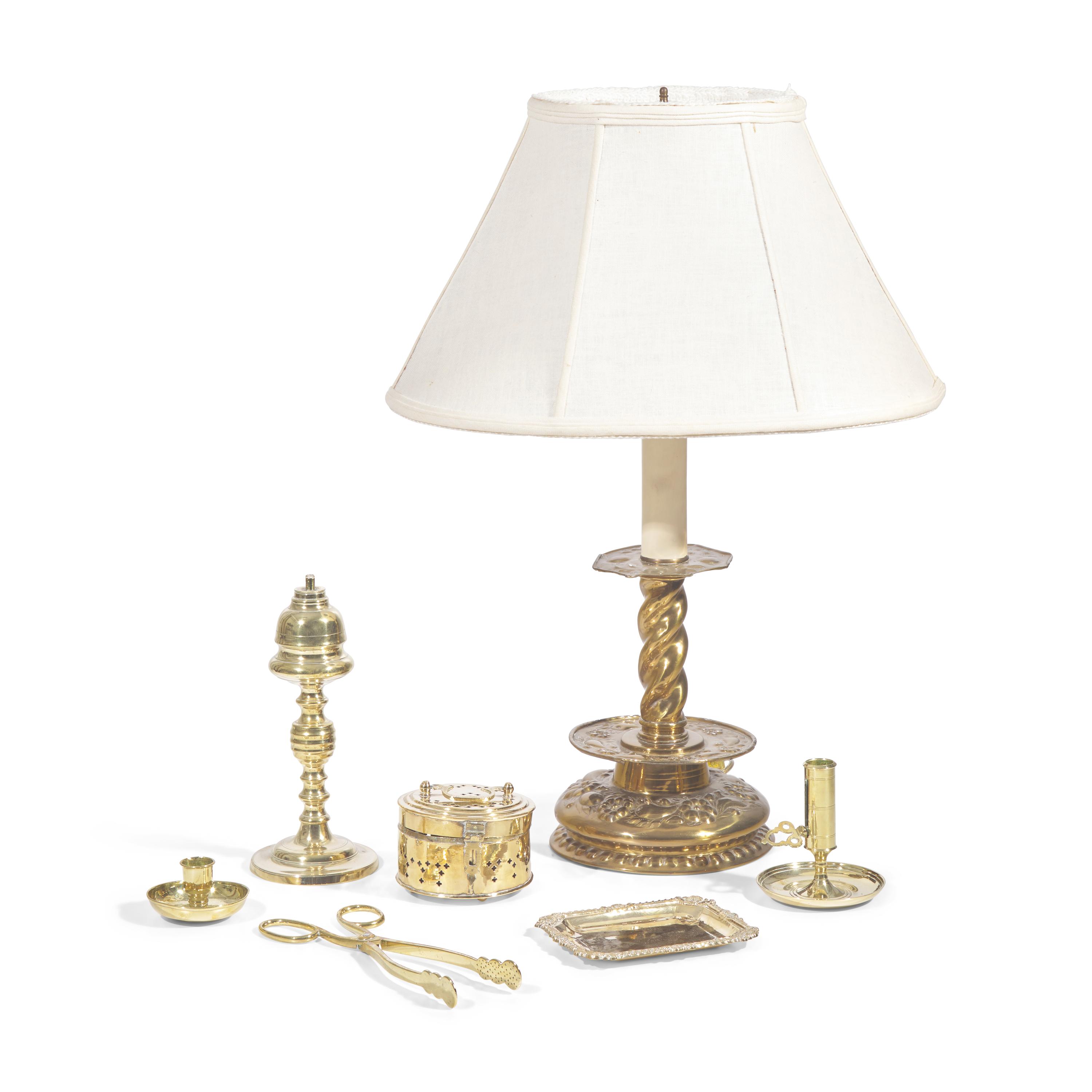 An Assorted Group of Brass Table Items