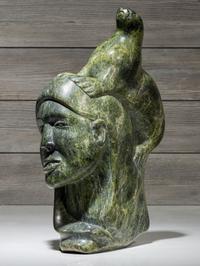 stone sculpture, woman and seal