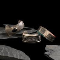 Navajo Silver Cuff Bracelets with Inlay