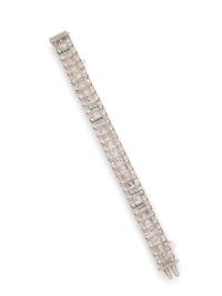 ART DECO, DIAMOND AND EMERALD BRACELET