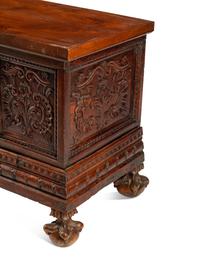 A Continental Carved Walnut Coffer
