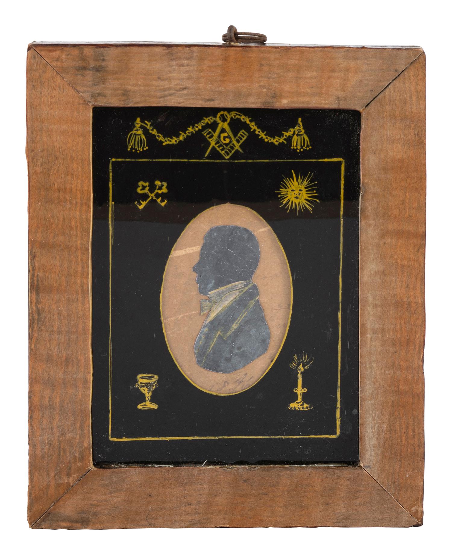 A Cut Paper Silhouette with Masonic Decoration