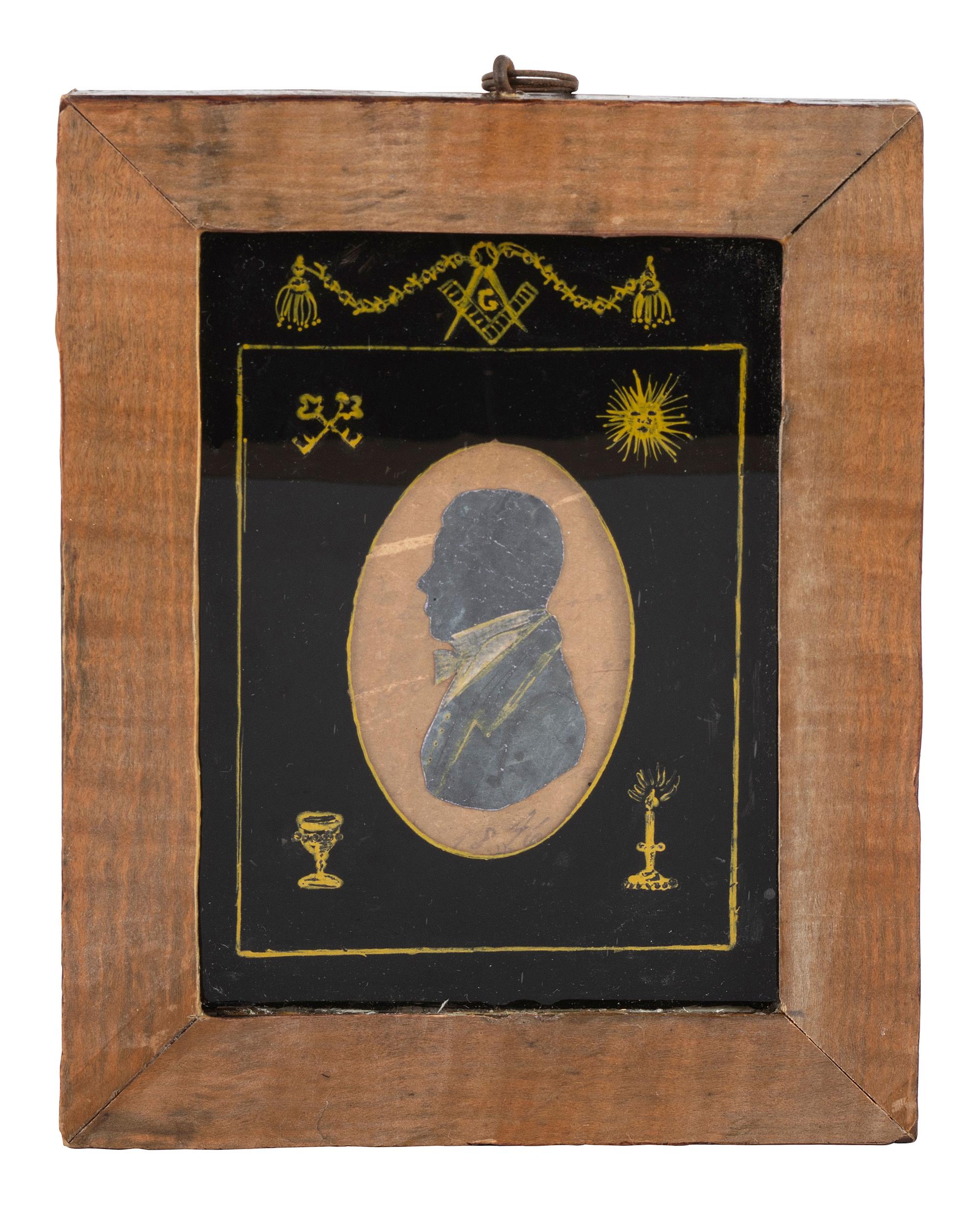 A Cut Paper Silhouette with Masonic Decoration