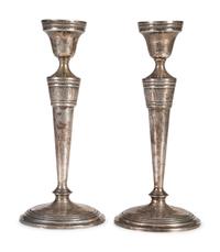 A Pair of American Silver Candlesticks
