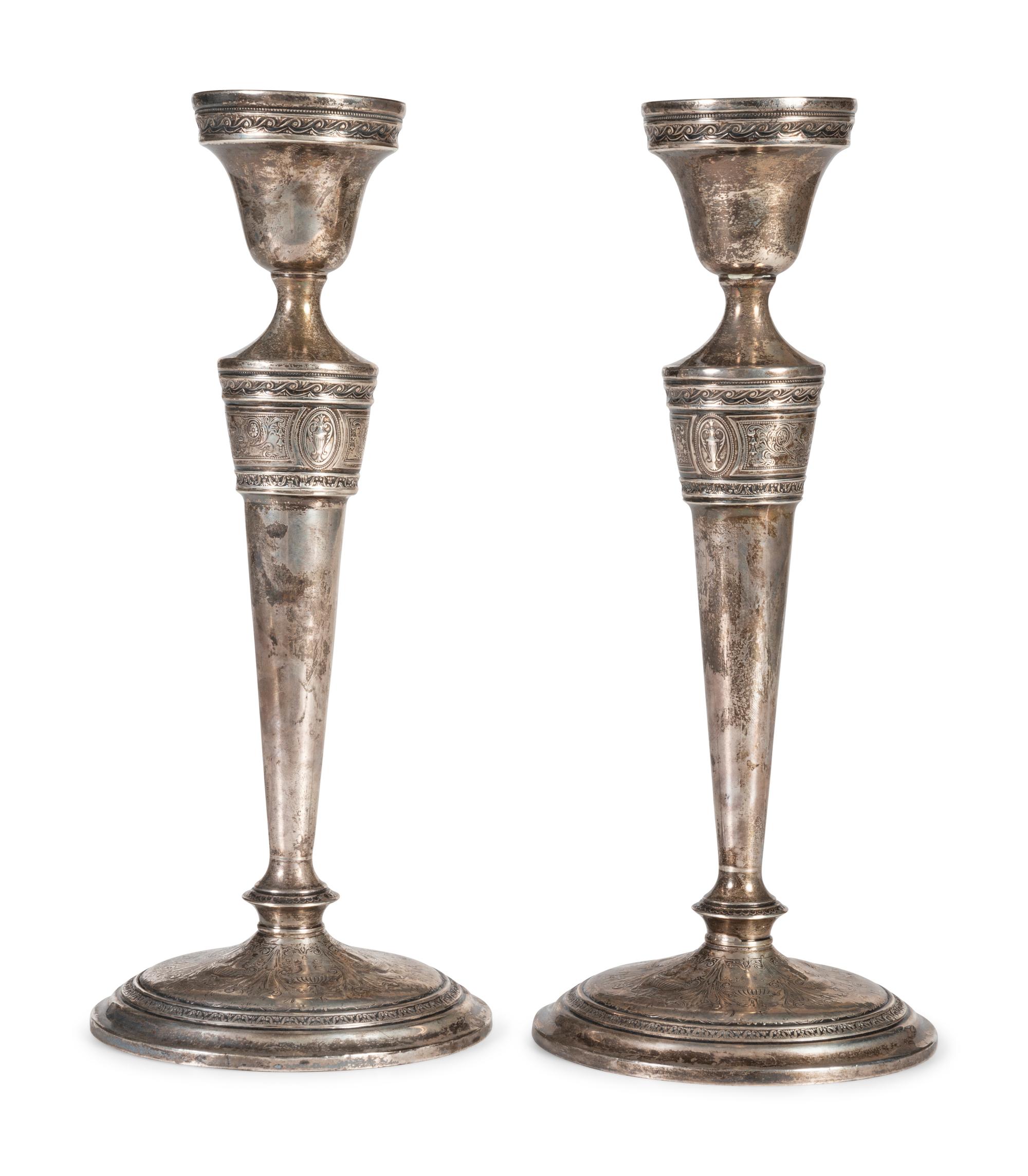 A Pair of American Silver Candlesticks