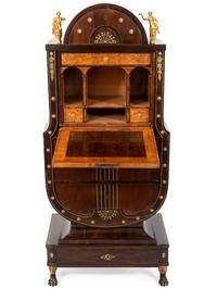 An Austrian Biedermeier Diminutive Gilt Metal Mounted Walnut Secretaire a Abbatant — EARLY 19TH CENTURY