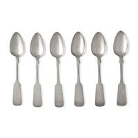 A Set of Six Coin Silver Fiddle-End Teaspoons