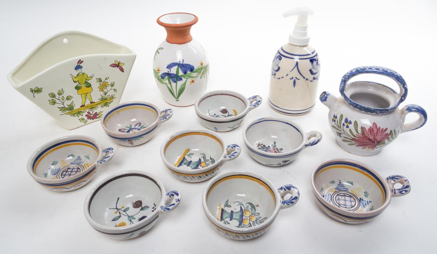 A Group of French Pottery Articles Width of first 6 3/4 inches.